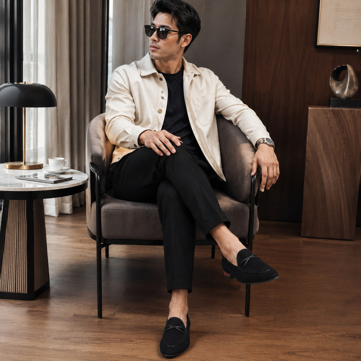 Noble Chaussure Mocassin Homme Daim Mocassin Daim Lacet