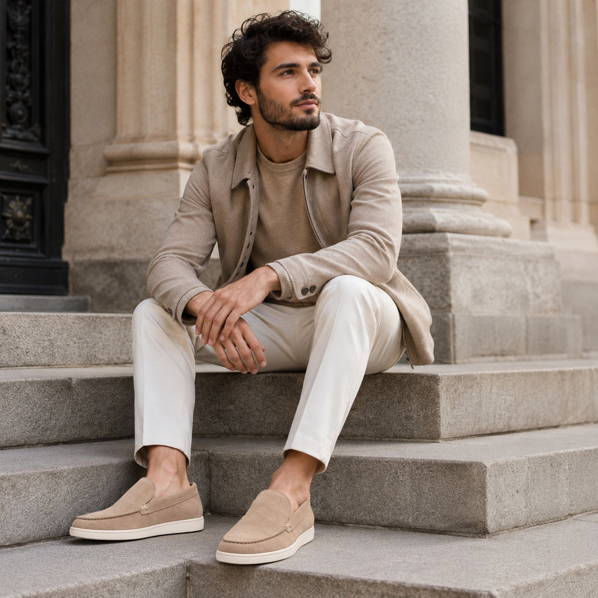 Noble Chaussure Mocassin Homme Daim Mocassin En Daim Beige Pour Homme