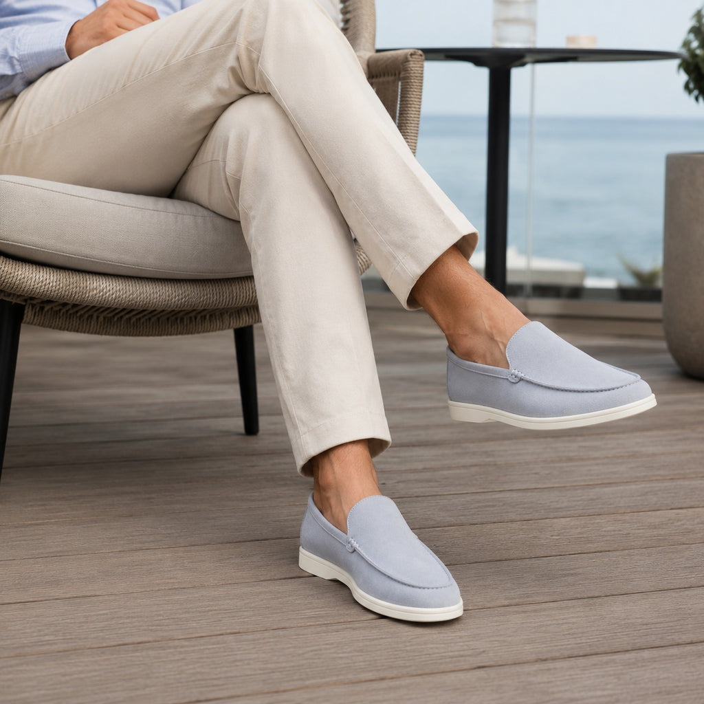 Noble Chaussure Mocassin Homme Daim Mocassin En Daim Bleu Clair Pour Homme