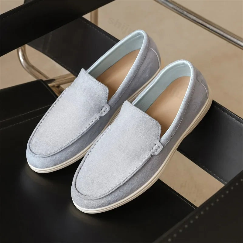 Noble Chaussure Mocassin Homme Daim Mocassin En Daim Bleu Clair Pour Homme