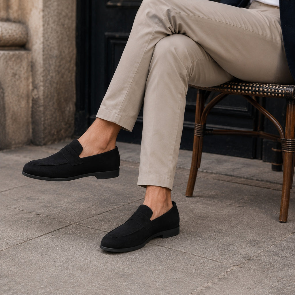 Noble Chaussure Mocassin Homme Daim Mocassin En Daim Noir
