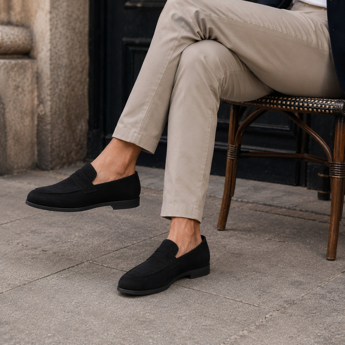 Noble Chaussure Mocassin Homme Daim Mocassin En Daim Noir