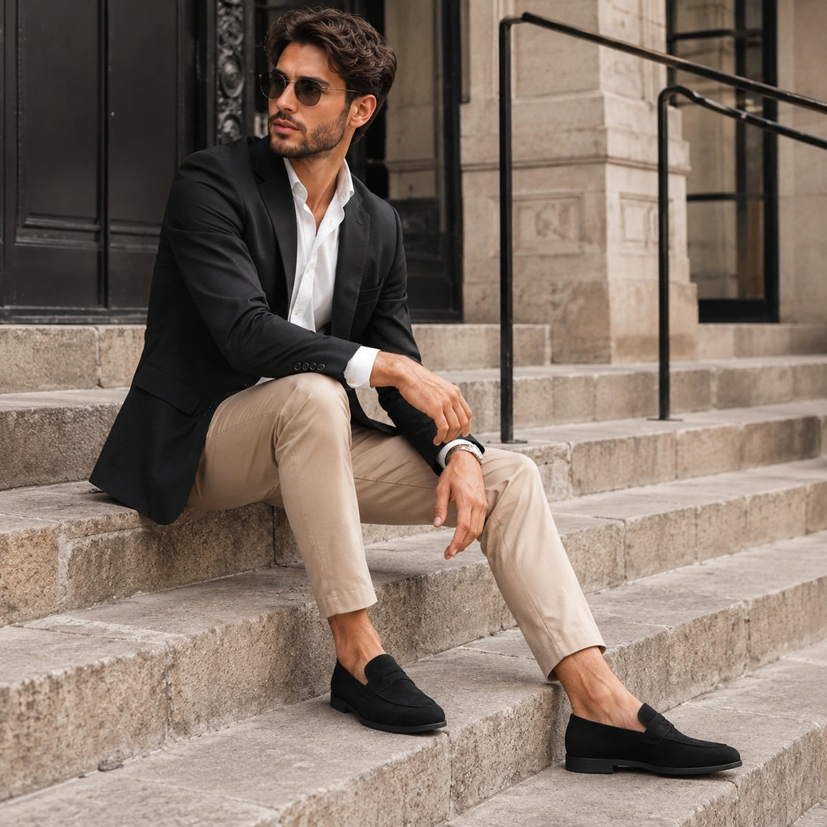 Noble Chaussure Mocassin Homme Daim Mocassin En Daim Noir