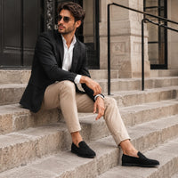 Noble Chaussure Mocassin Homme Daim Mocassin En Daim Noir