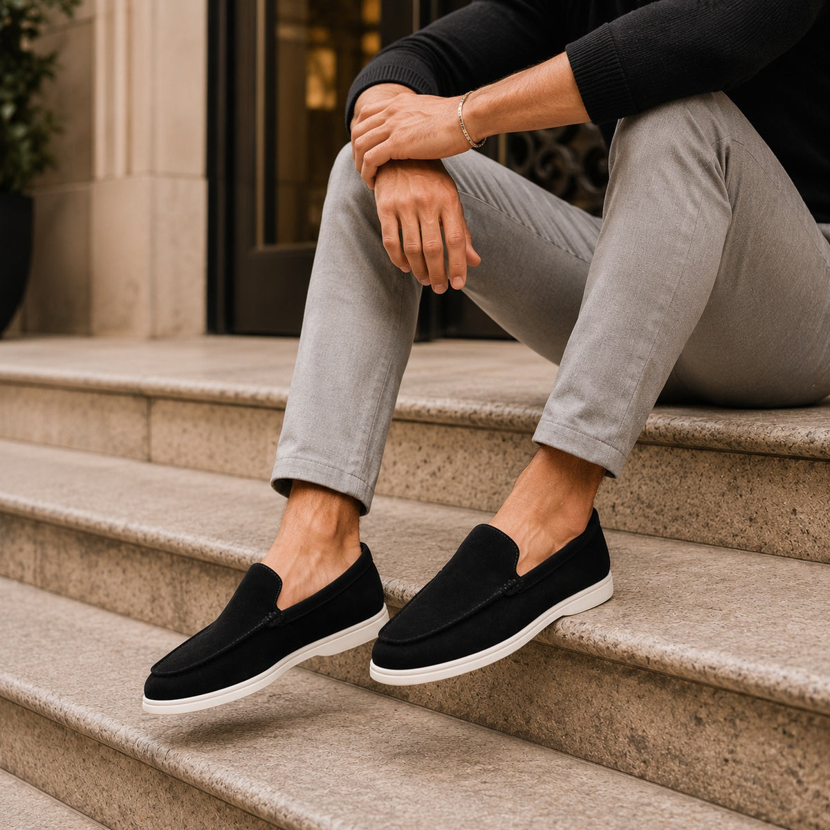 Noble Chaussure Mocassin Homme Daim Mocassin En Daim Noir Pour Homme
