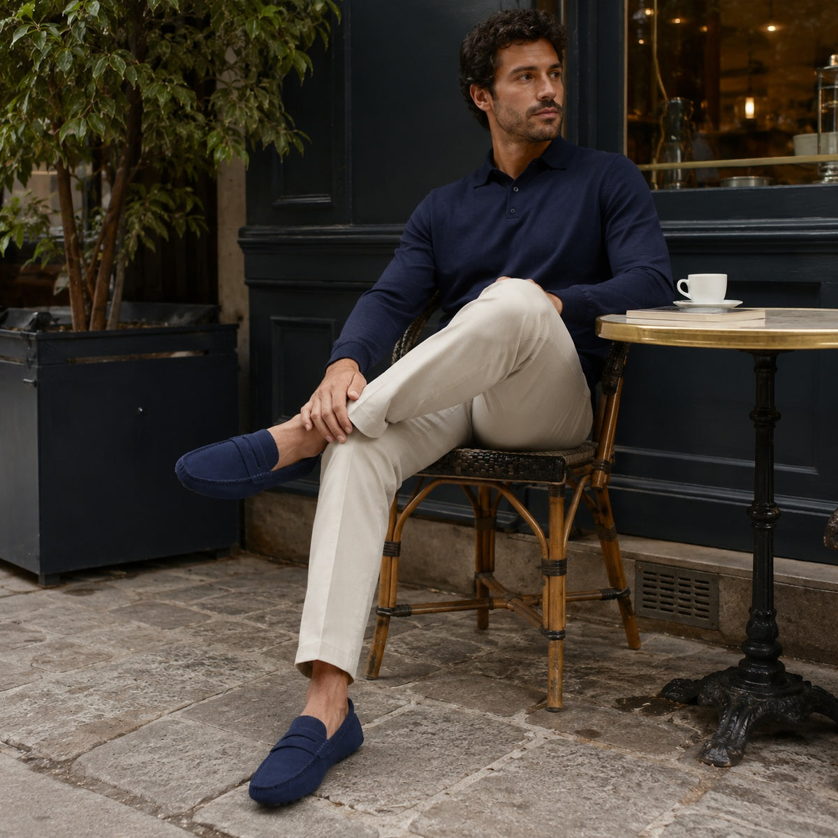 Noble Chaussure Mocassin Homme Daim Mocassin Homme Bleu Daim