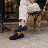 Noble Chaussure Mocassin Homme Daim Mocassin Homme Bleu Daim