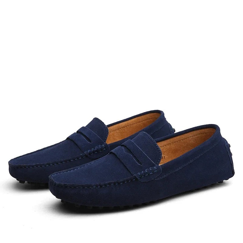Noble Chaussure Mocassin Homme Daim Mocassin Homme Bleu Daim
