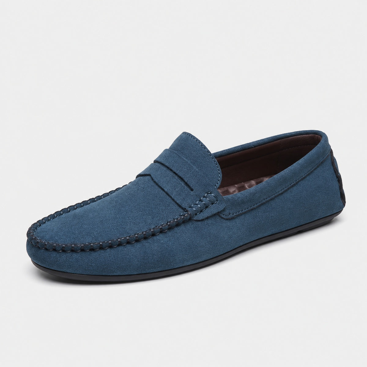 Noble Chaussure Mocassin Homme Daim Mocassin Homme Bleu En Daim Décontracté