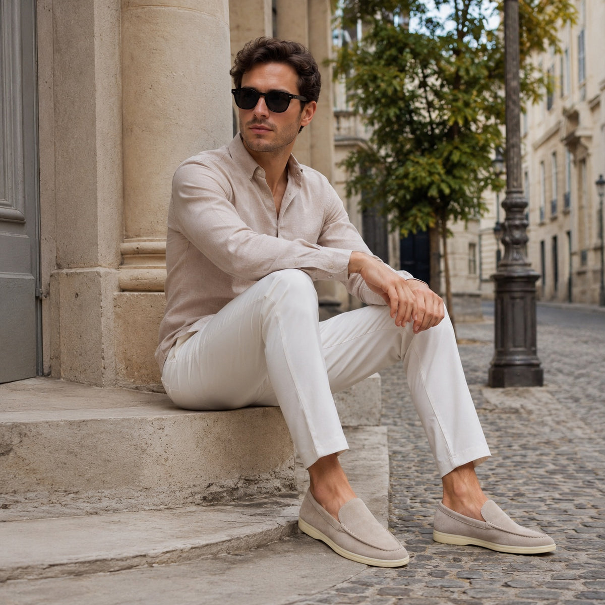 Noble Chaussure Mocassin Homme Daim Mocassin Homme Daim Beige