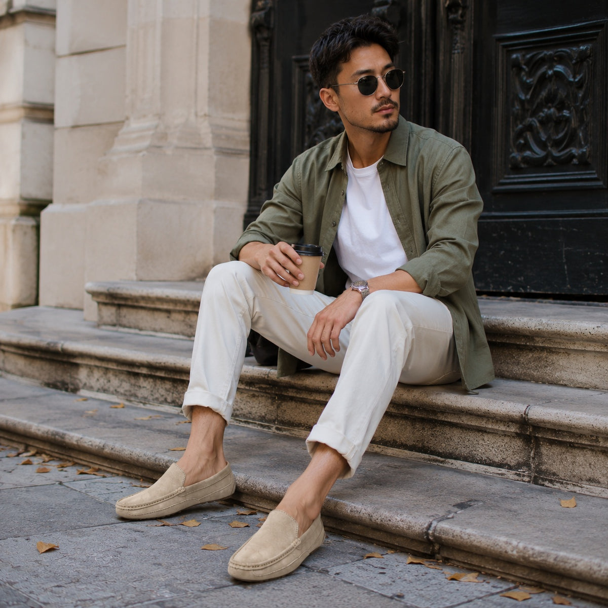 Noble Chaussure Mocassin Homme Daim Mocassin Homme Daim Beige Confort