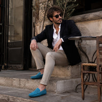 Noble Chaussure Mocassin Homme Daim Mocassin Homme Daim Bleu Ciel