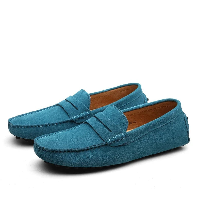 Noble Chaussure Mocassin Homme Daim Mocassin Homme Daim Bleu Ciel