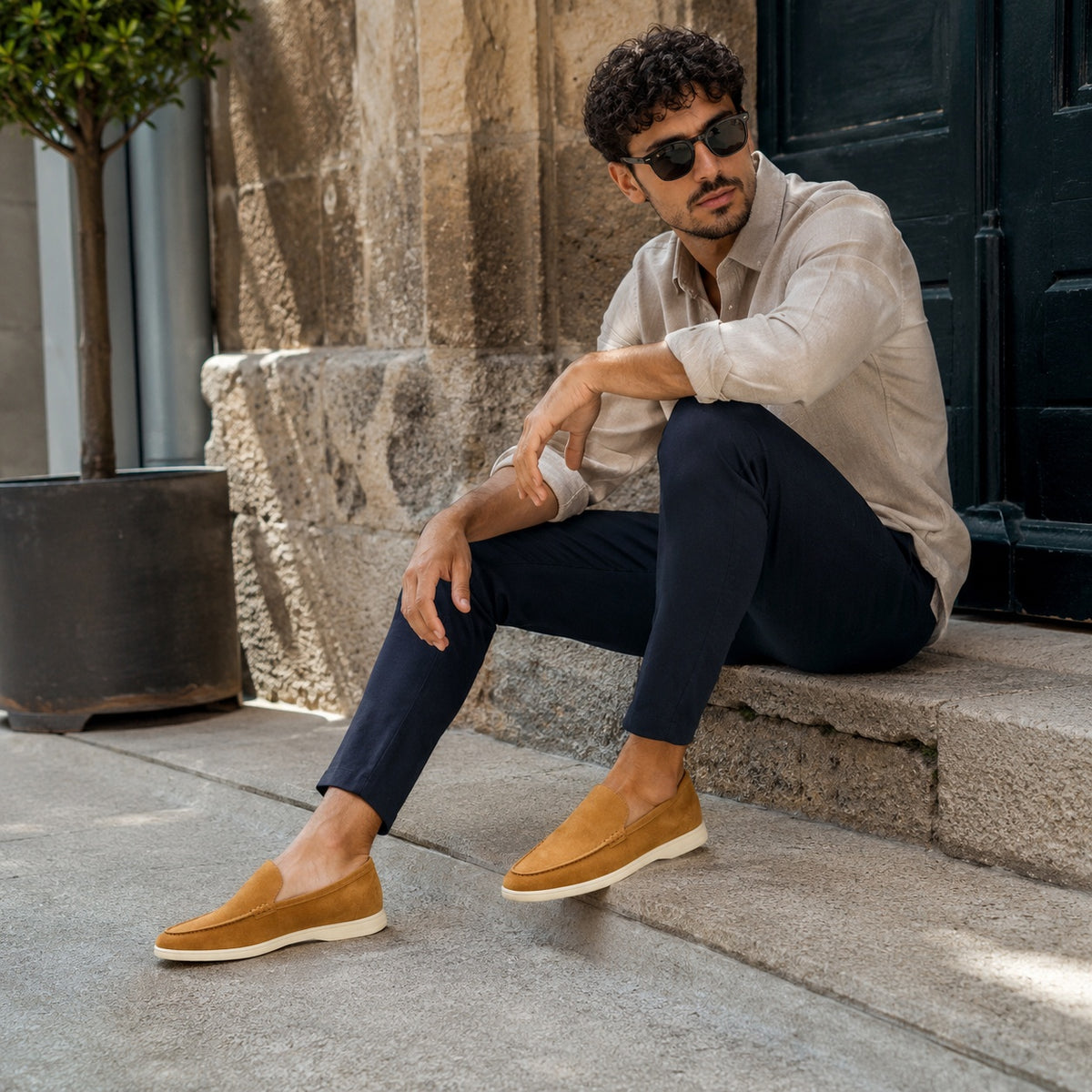 Noble Chaussure Mocassin Homme Daim Mocassin Homme Daim Marron