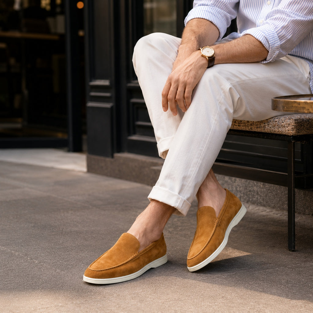 Noble Chaussure Mocassin Homme Daim Mocassin Homme Daim Marron