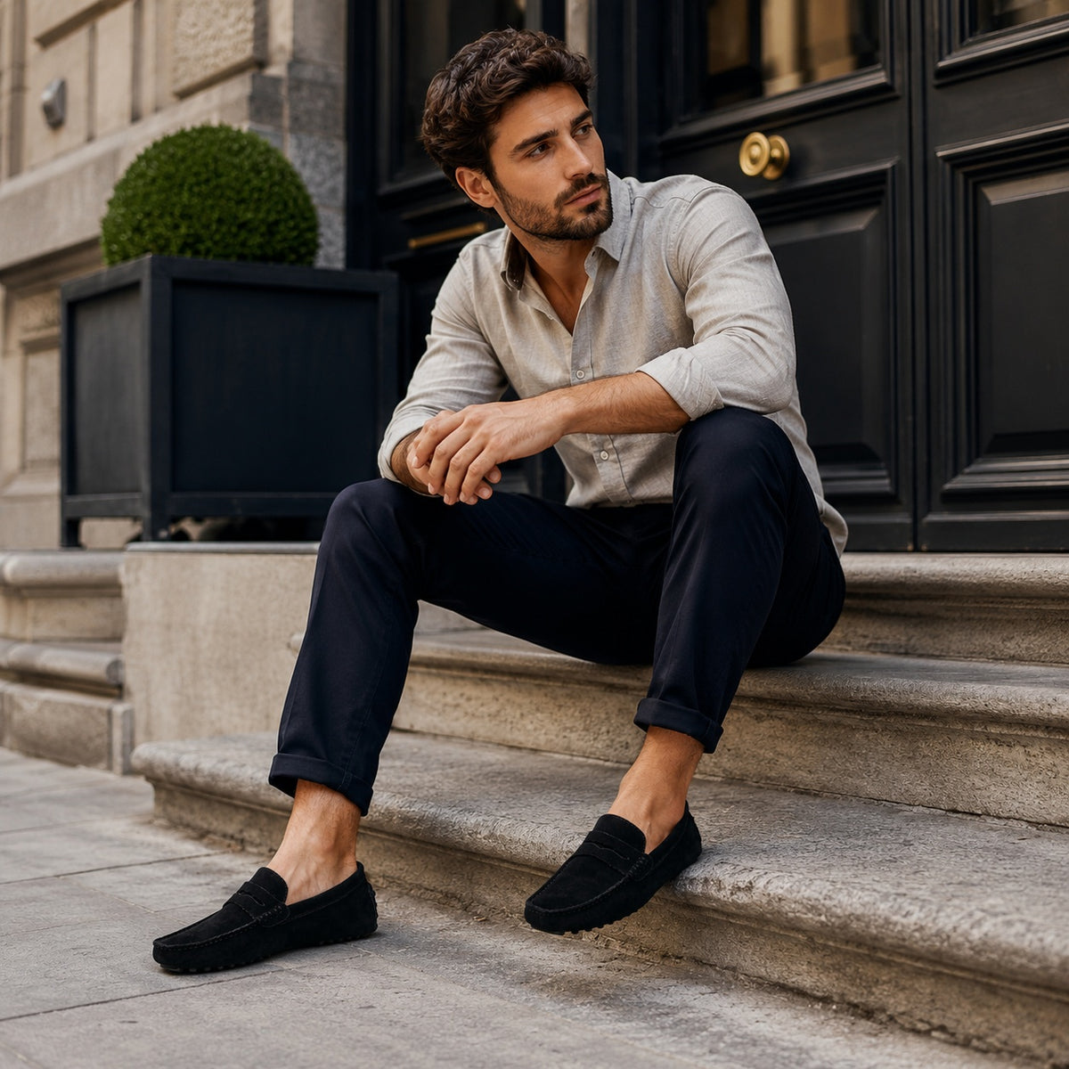 Noble Chaussure Mocassin Homme Daim Mocassin Homme Daim Noir