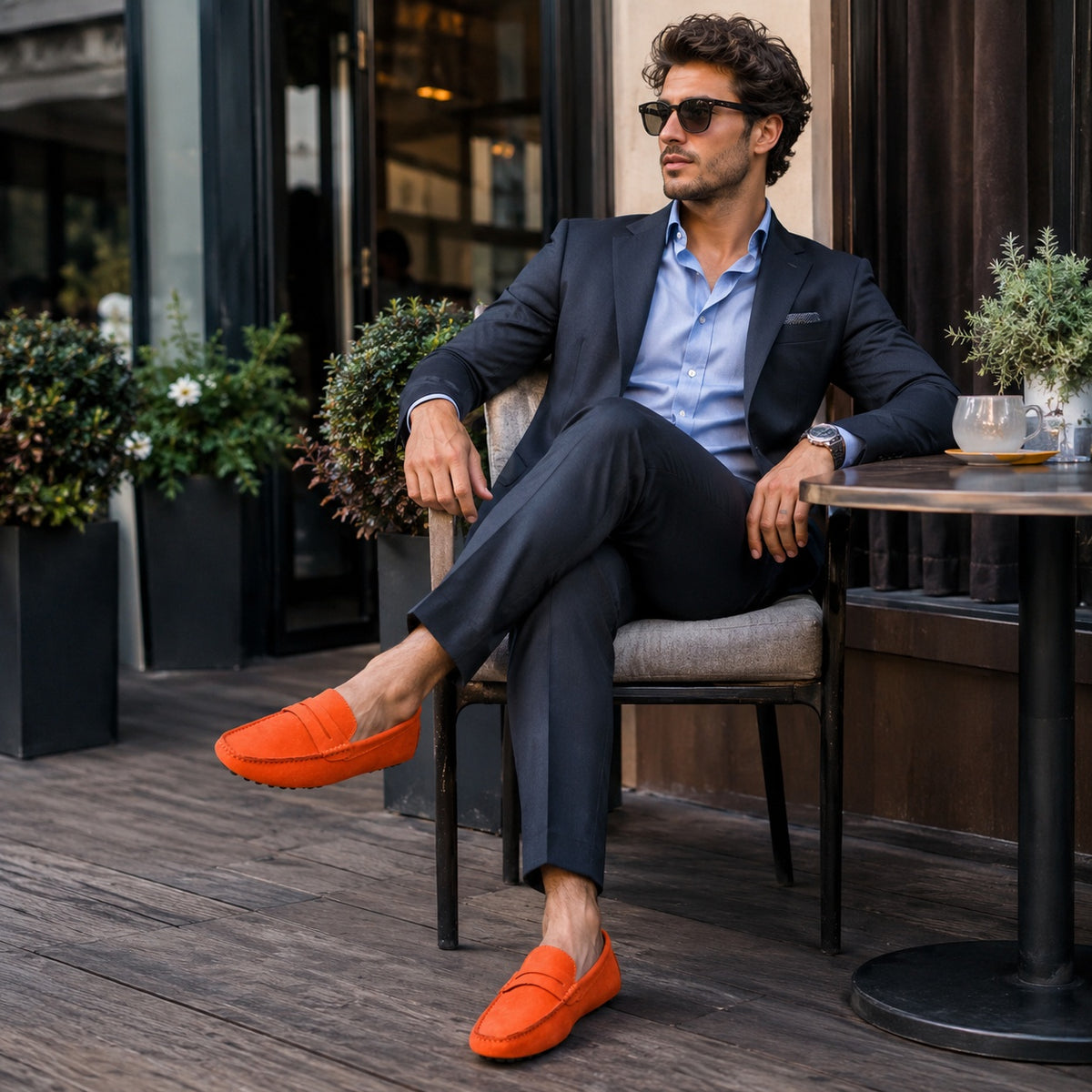 Noble Chaussure Mocassin Homme Daim Mocassin Homme Daim Orange