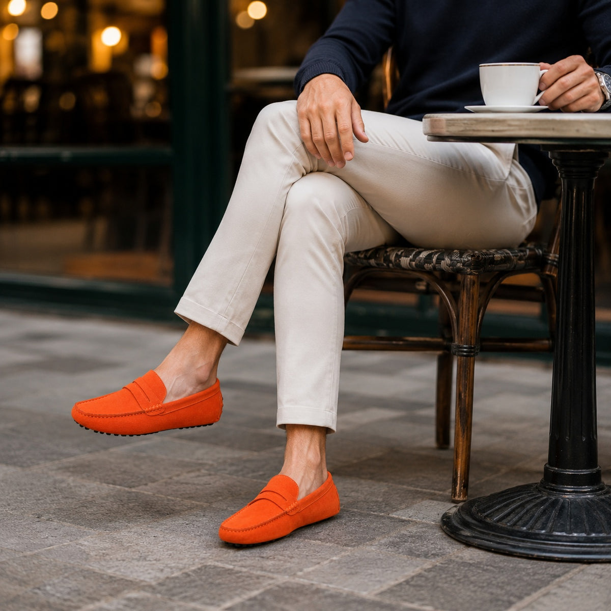 Noble Chaussure Mocassin Homme Daim Mocassin Homme Daim Orange