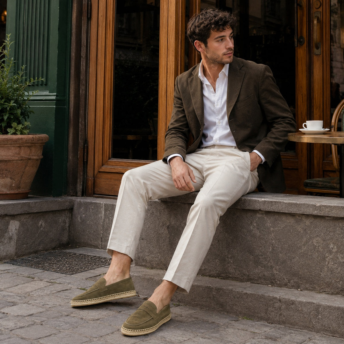 Noble Chaussure Mocassin Homme Daim Mocassin Homme Daim Semelle Tressée