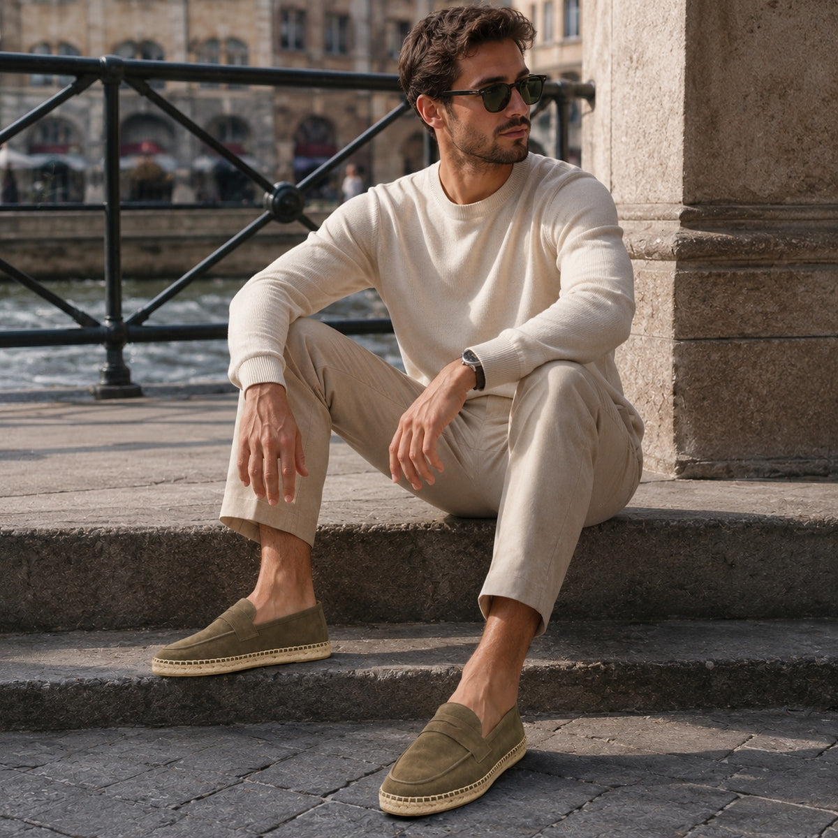 Noble Chaussure Mocassin Homme Daim Mocassin Homme Daim Semelle Tressée