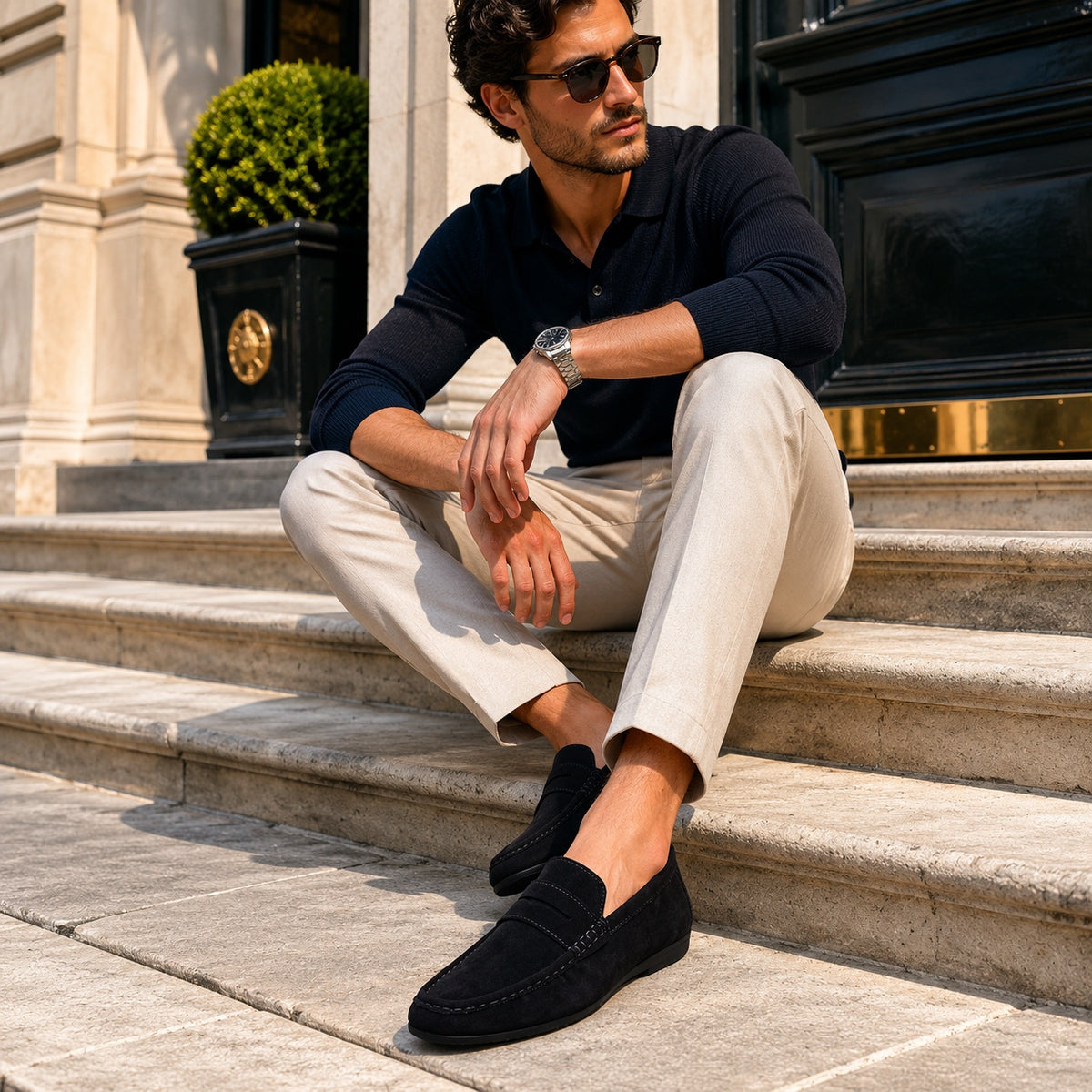 Noble Chaussure Mocassin Homme Daim Mocassin Homme En Daim Noir