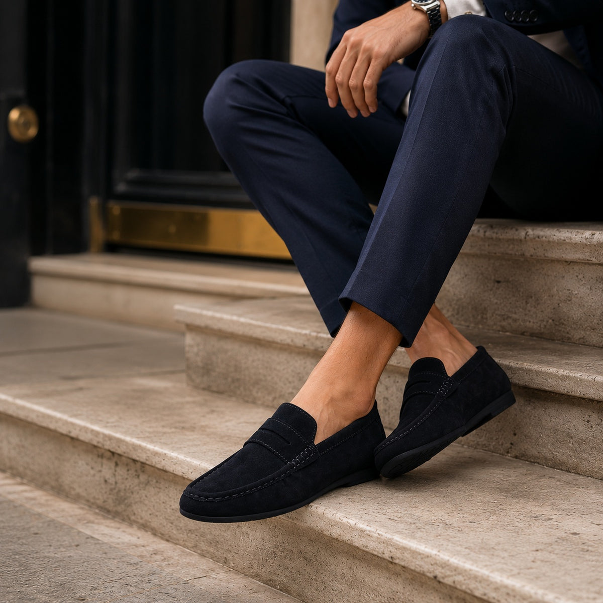 Noble Chaussure Mocassin Homme Daim Mocassin Homme En Daim Noir