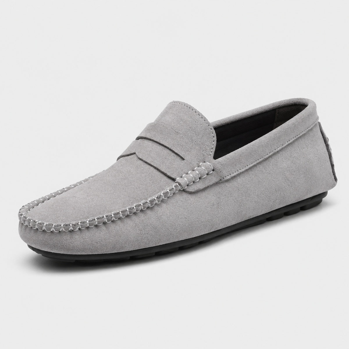 Noble Chaussure Mocassin Homme Daim Mocassin Homme Gris En Daim Décontracté