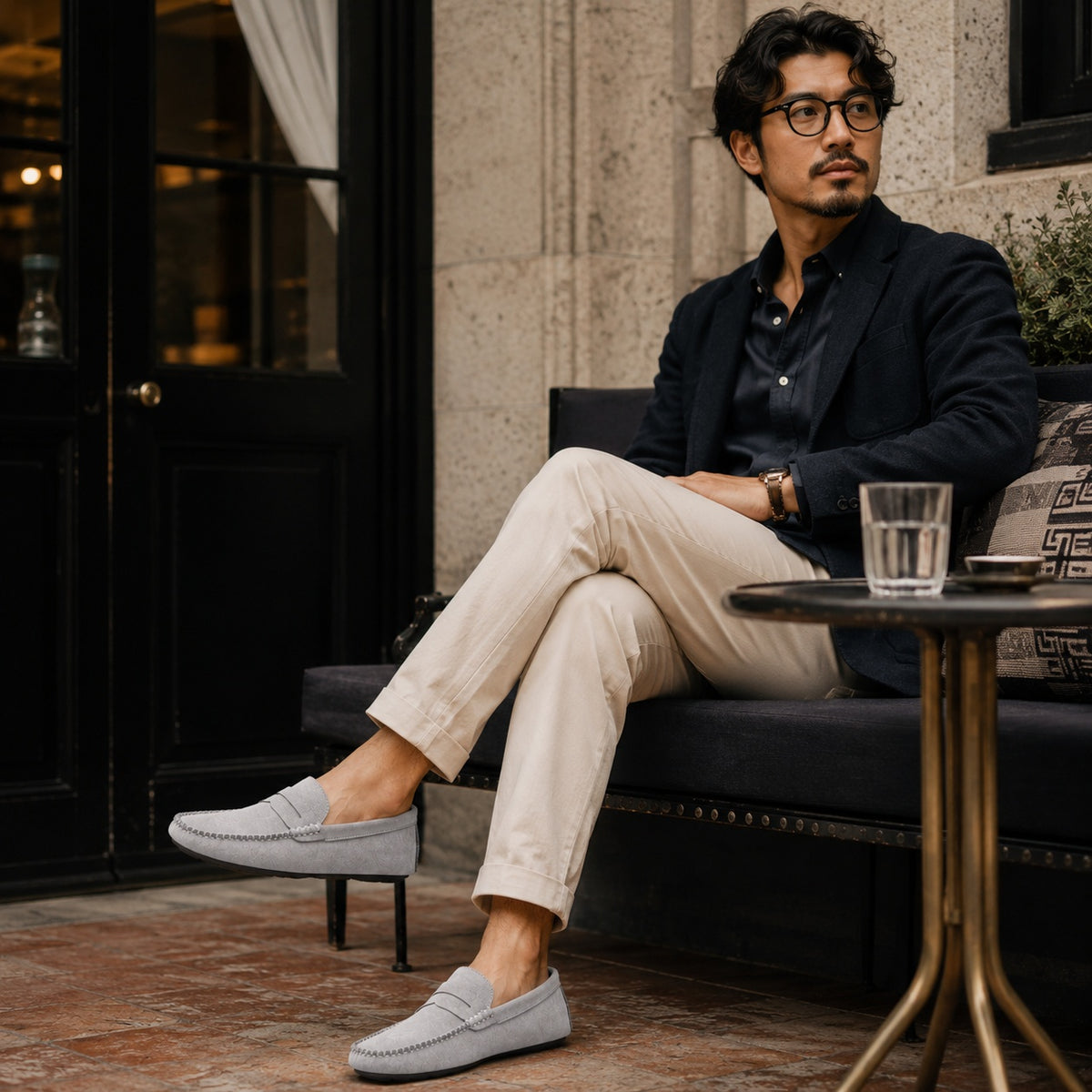 Noble Chaussure Mocassin Homme Daim Mocassin Homme Gris En Daim Décontracté