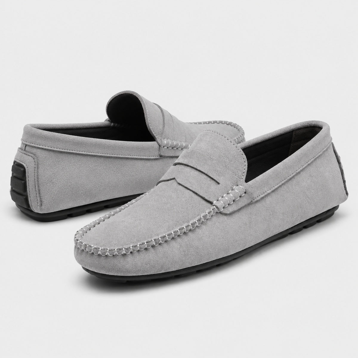 Noble Chaussure Mocassin Homme Daim Mocassin Homme Gris En Daim Décontracté