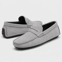 Noble Chaussure Mocassin Homme Daim Mocassin Homme Gris En Daim Décontracté