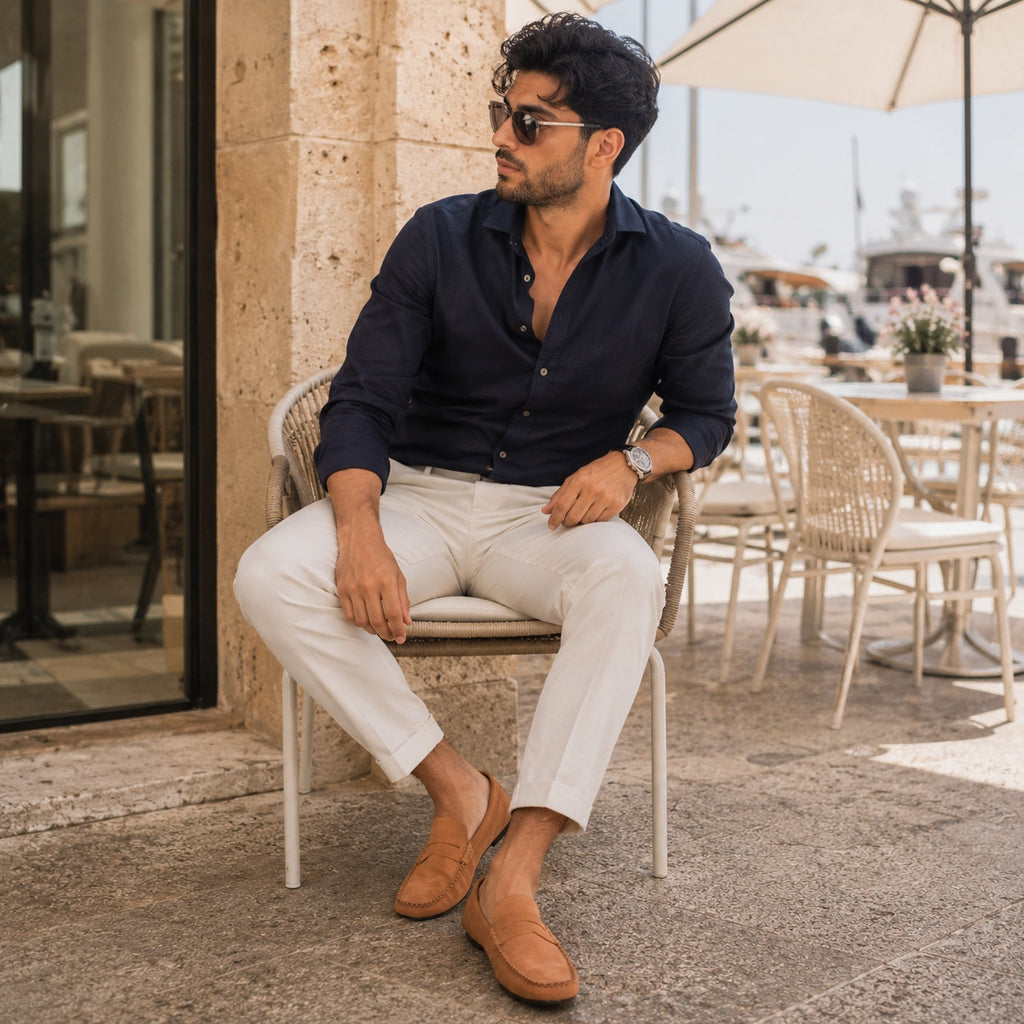 Noble Chaussure Mocassin Homme Daim Mocassin Homme Marron Clair En Daim Décontracté