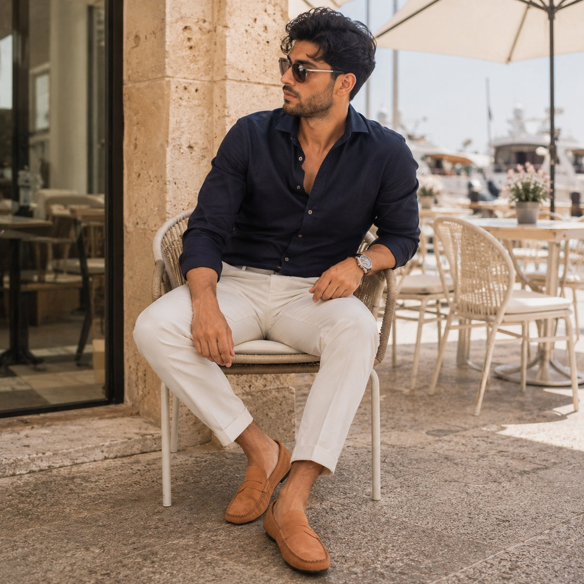 Noble Chaussure Mocassin Homme Daim Mocassin Homme Marron Clair En Daim Décontracté