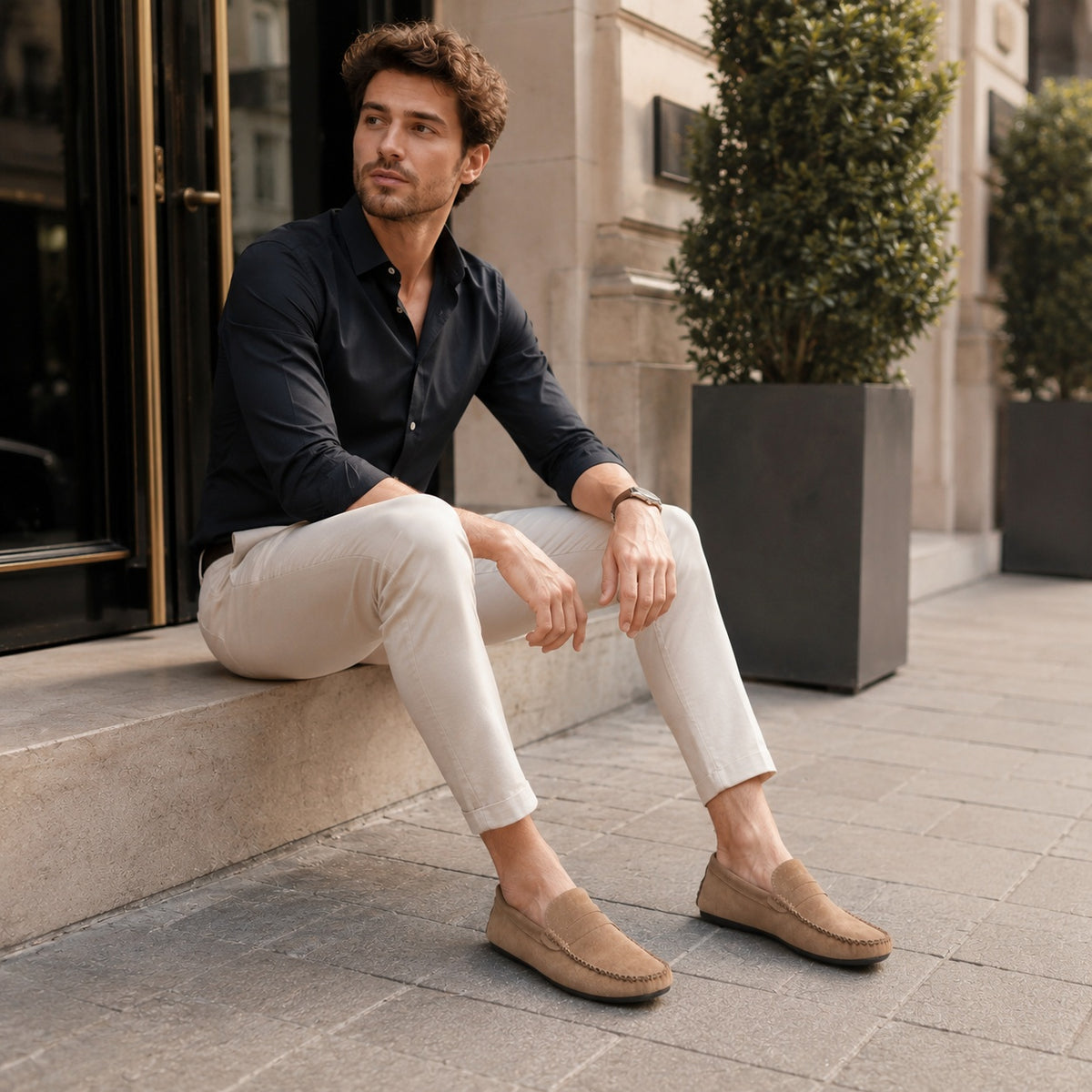 Noble Chaussure Mocassin Homme Daim Mocassin Homme Marron En Daim Décontracté
