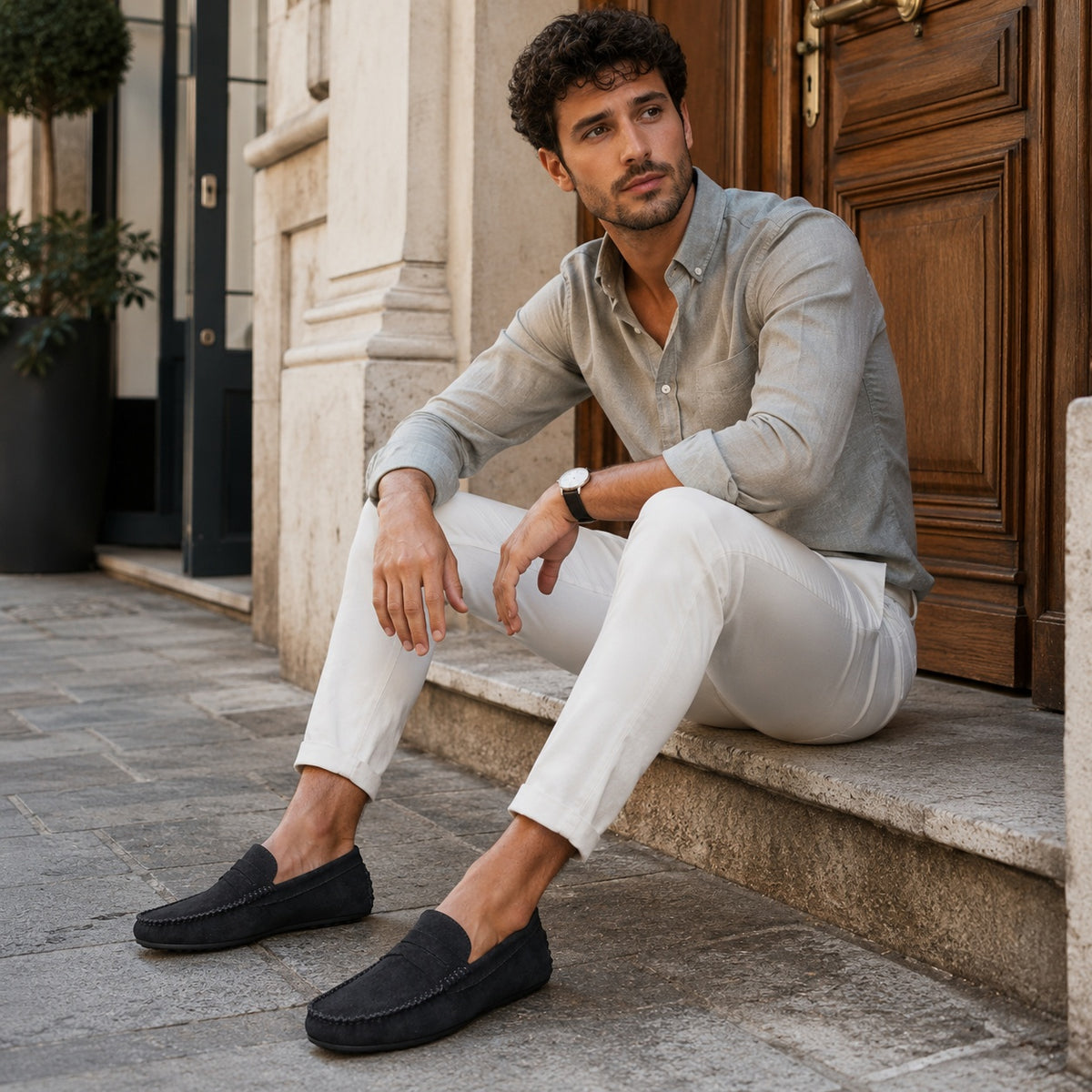 Noble Chaussure Mocassin Homme Daim Mocassin Homme Noir En Daim Décontracté
