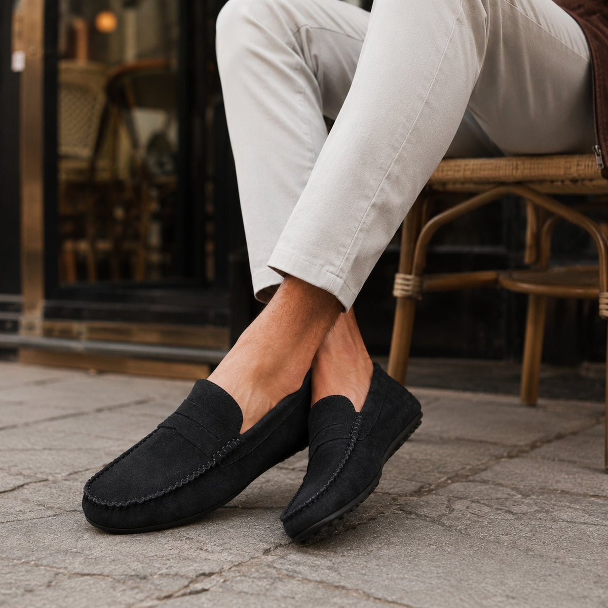 Noble Chaussure Mocassin Homme Daim Mocassin Homme Noir En Daim Décontracté
