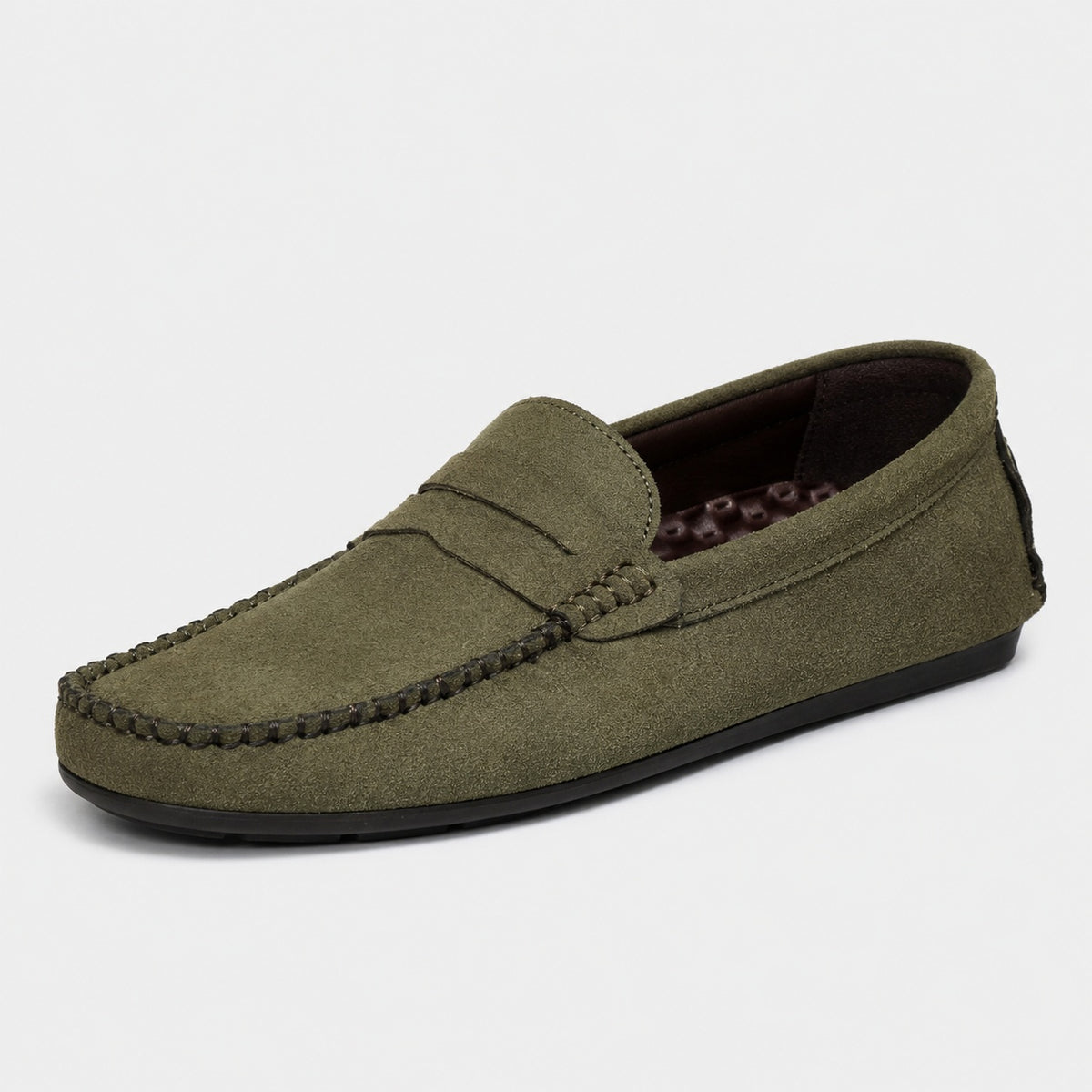 Noble Chaussure Mocassin Homme Daim Mocassin Homme Vert En Daim Décontracté