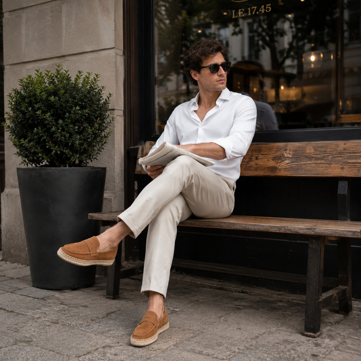 Noble Chaussure Mocassin Homme Daim Mocassin Marron Compensé En Daim
