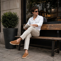 Noble Chaussure Mocassin Homme Daim Mocassin Marron Compensé En Daim