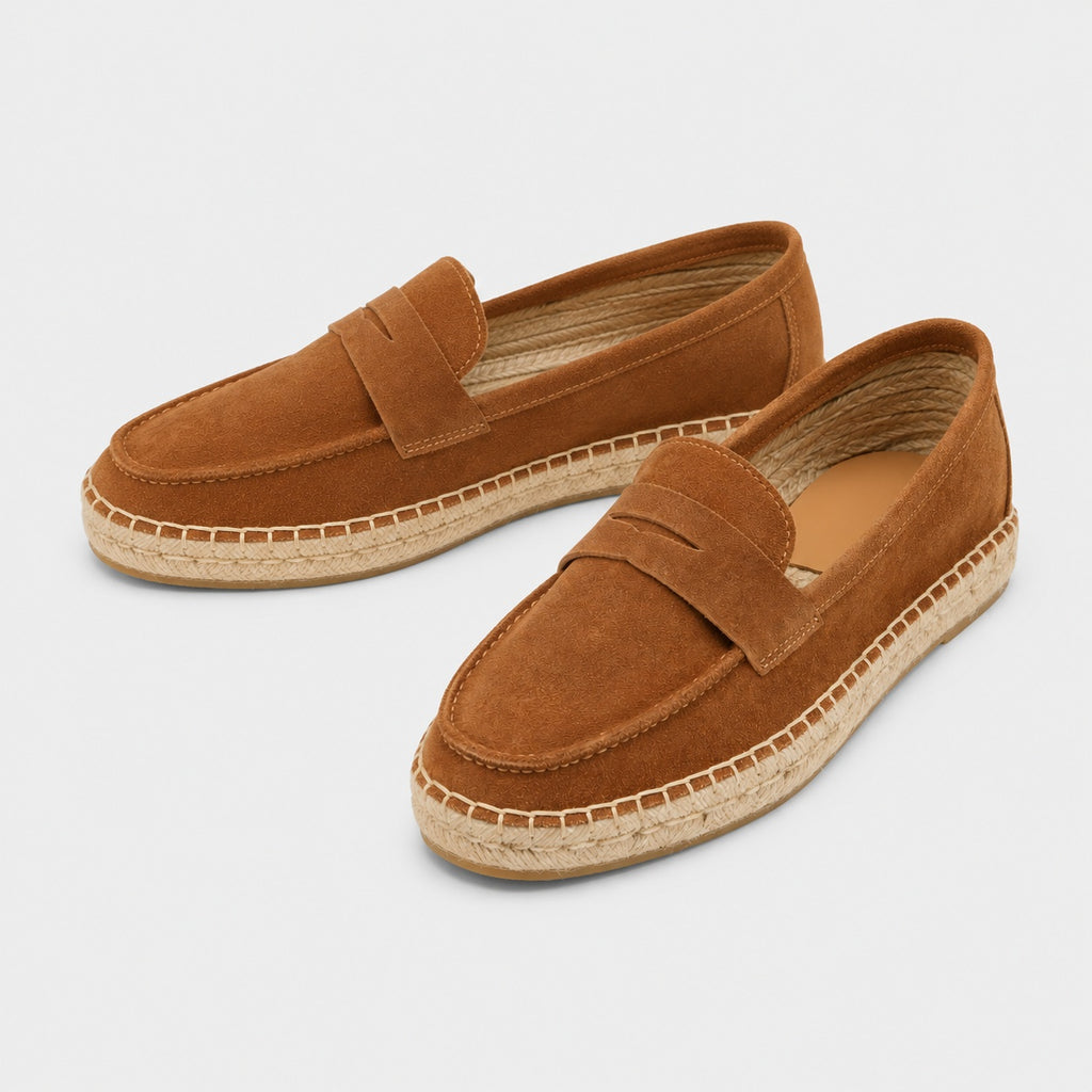 Noble Chaussure Mocassin Homme Daim Mocassin Marron Compensé En Daim