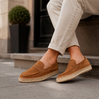 Noble Chaussure Mocassin Homme Daim Mocassin Marron Compensé En Daim