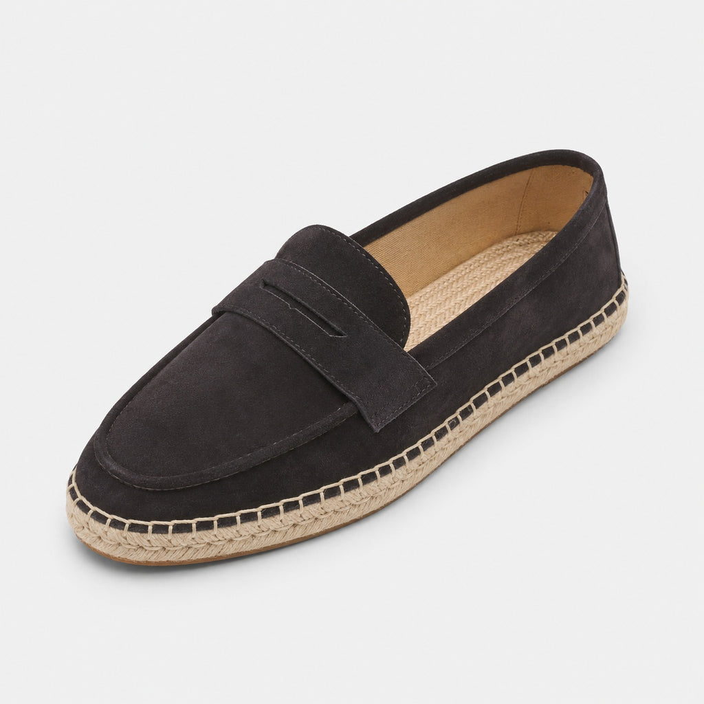Noble Chaussure Mocassin Homme Daim Mocassin Noir Compensé En Daim