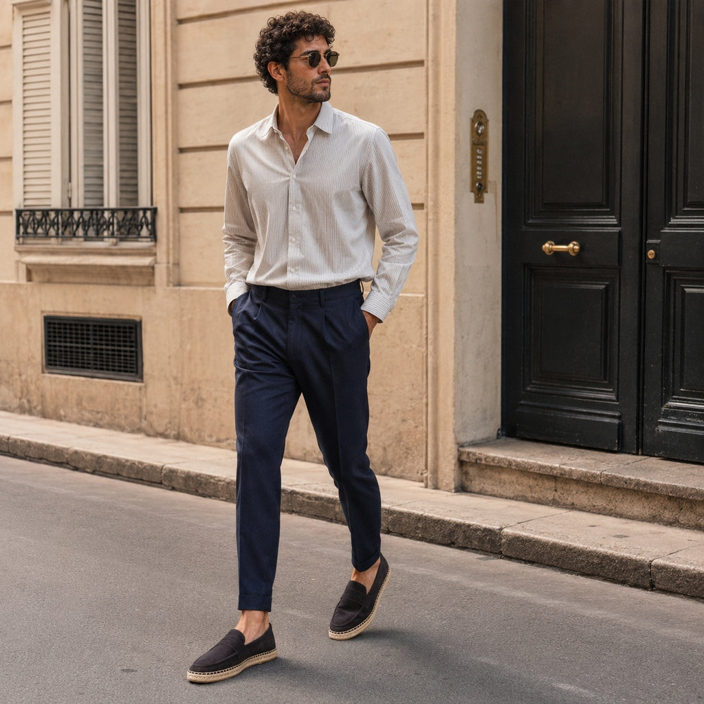 Noble Chaussure Mocassin Homme Daim Mocassin Noir Compensé En Daim
