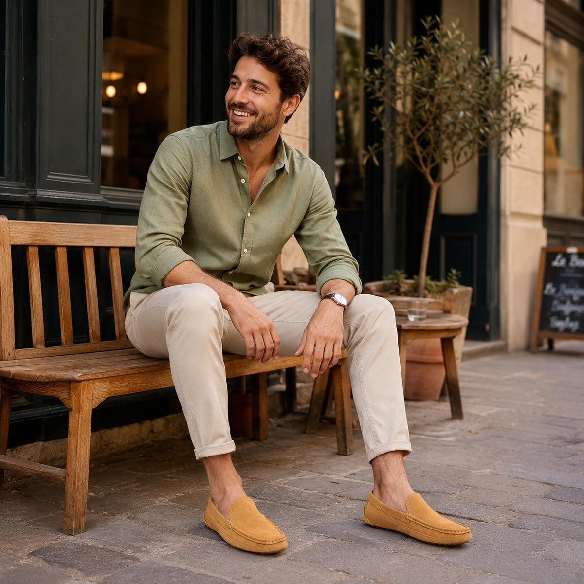 Noble Chaussure Mocassin Homme Daim Mocassins En Daim Véritable Marron Pour Homme