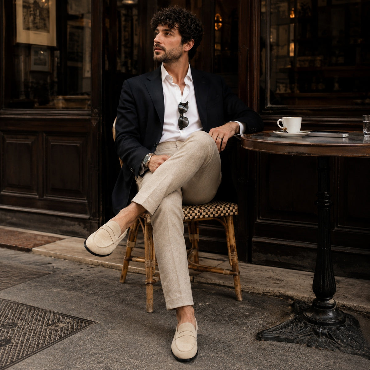 Noble Chaussure Mocassin Homme Daim Mocassins Homme Beige en Daim Classique