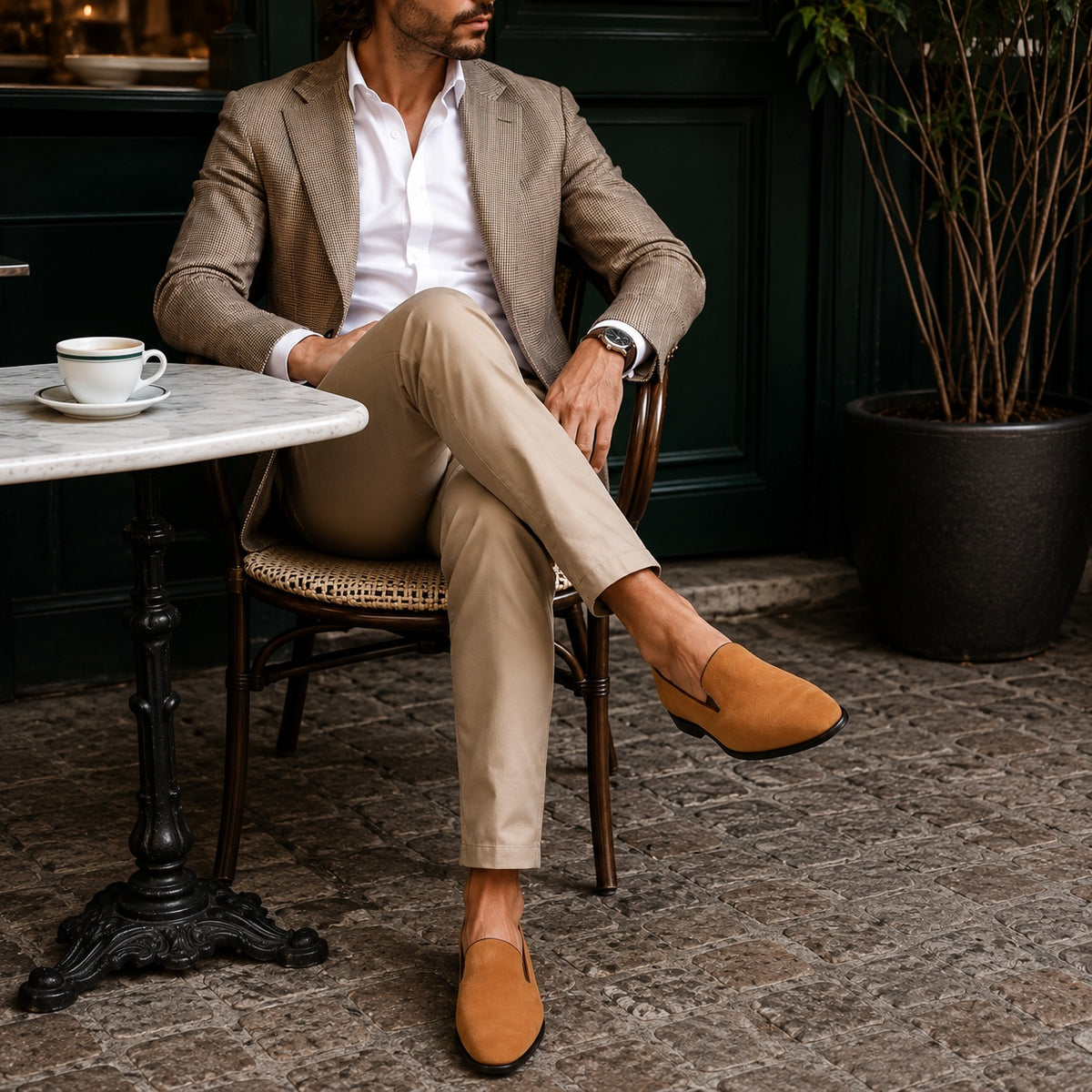 Noble Chaussure Mocassin Homme Daim Mocassins Homme en Daim Premium Camel