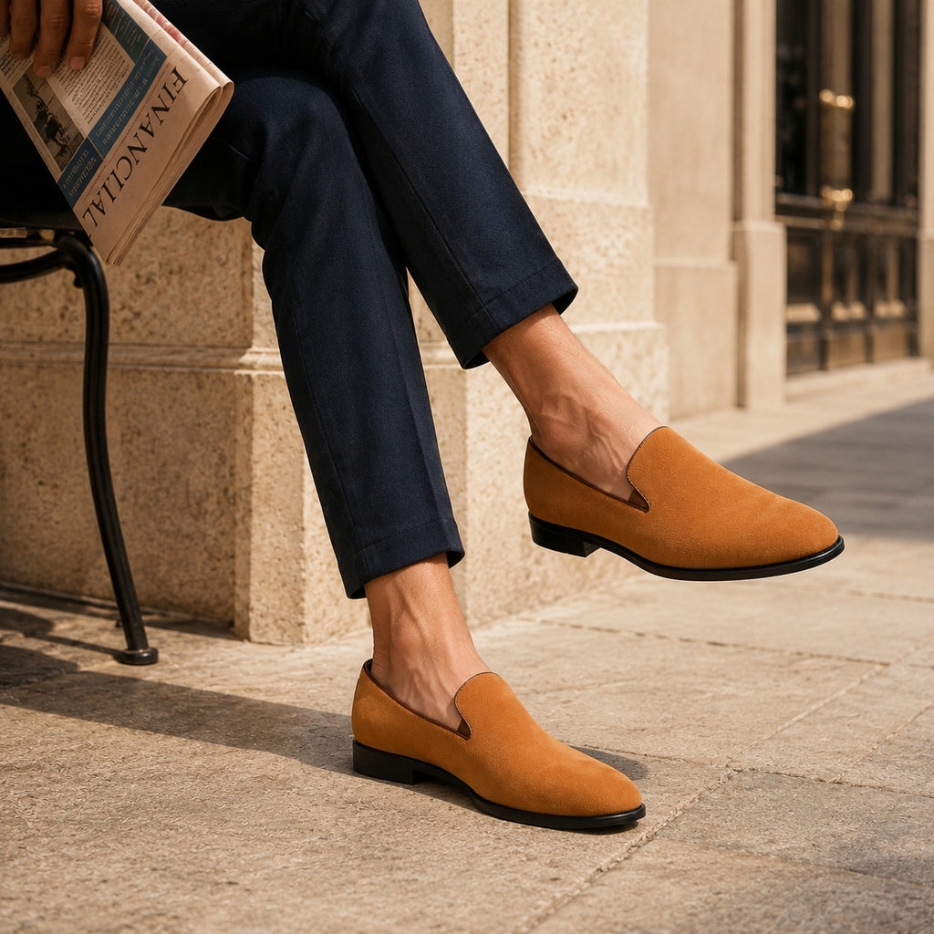 Noble Chaussure Mocassin Homme Daim Mocassins Homme en Daim Premium Camel