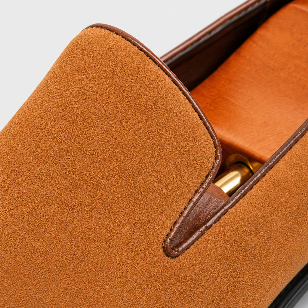 Noble Chaussure Mocassin Homme Daim Mocassins Homme en Daim Premium Camel