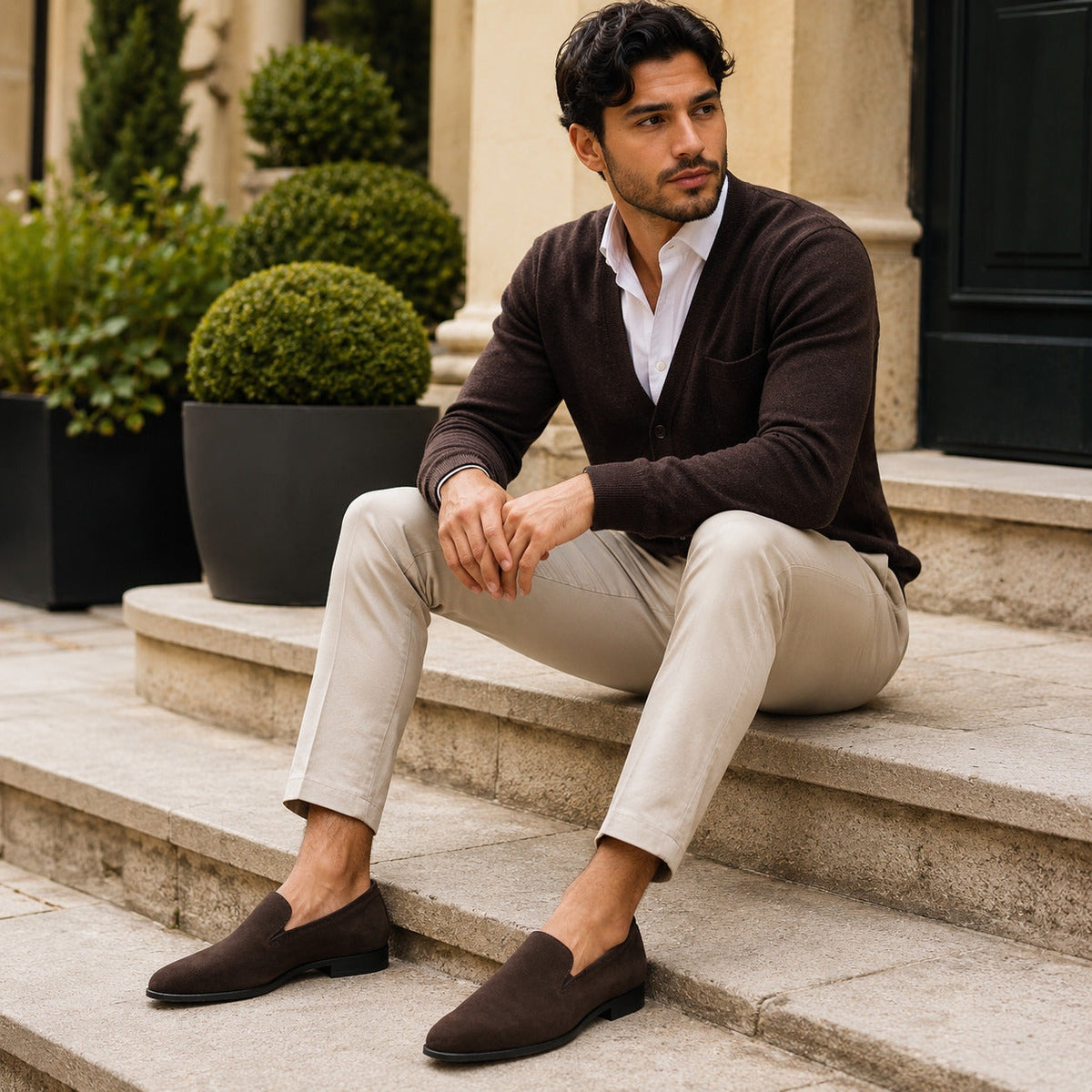 Noble Chaussure Mocassin Homme Daim Mocassins Homme en Daim Premium Marron
