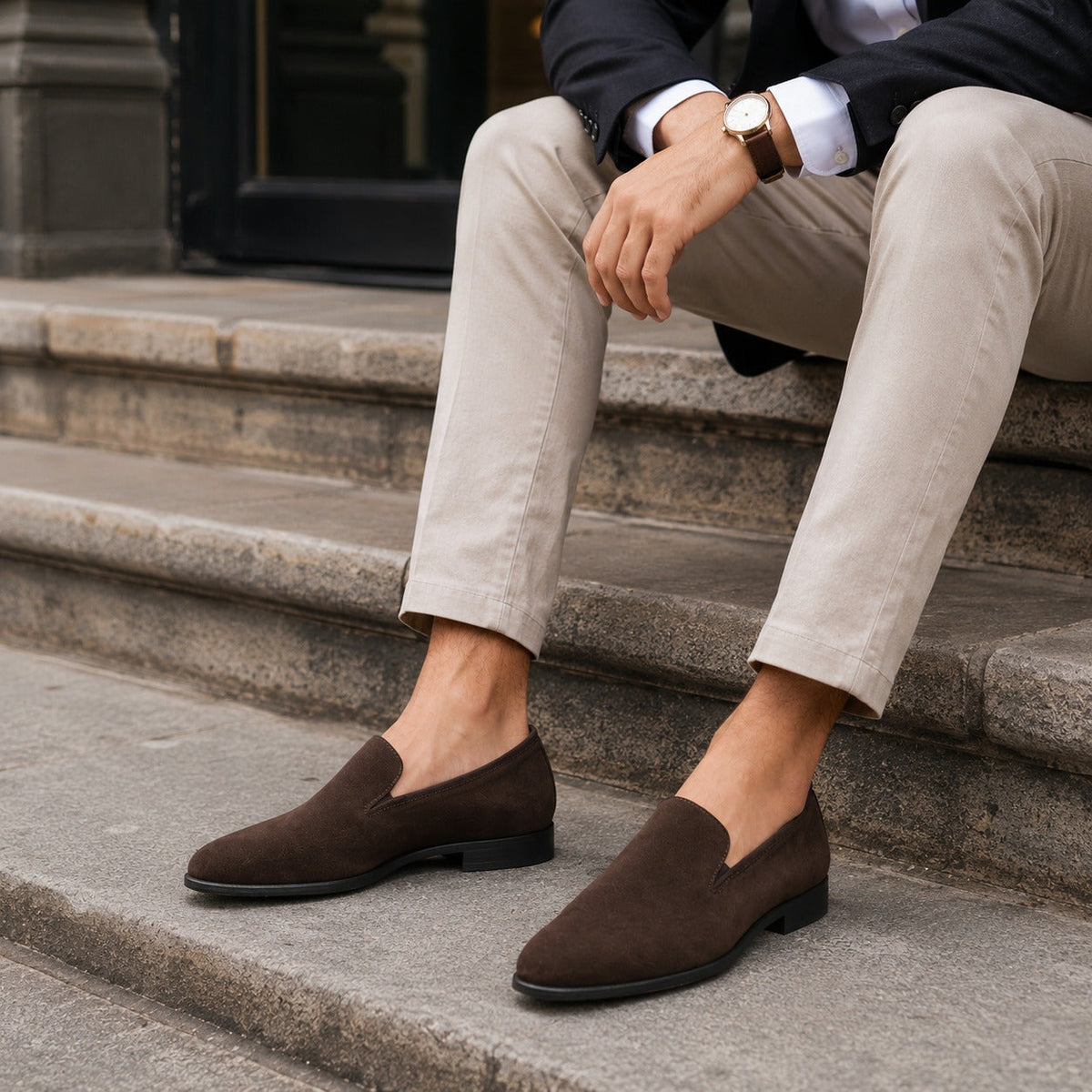 Noble Chaussure Mocassin Homme Daim Mocassins Homme en Daim Premium Marron