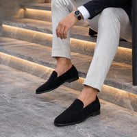 Noble Chaussure Mocassin Homme Daim Mocassins Homme en Daim Premium Noir